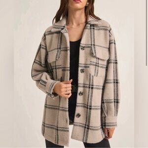 Z Supply Tucker Shirt Jacket New Plaid Crystal Grey